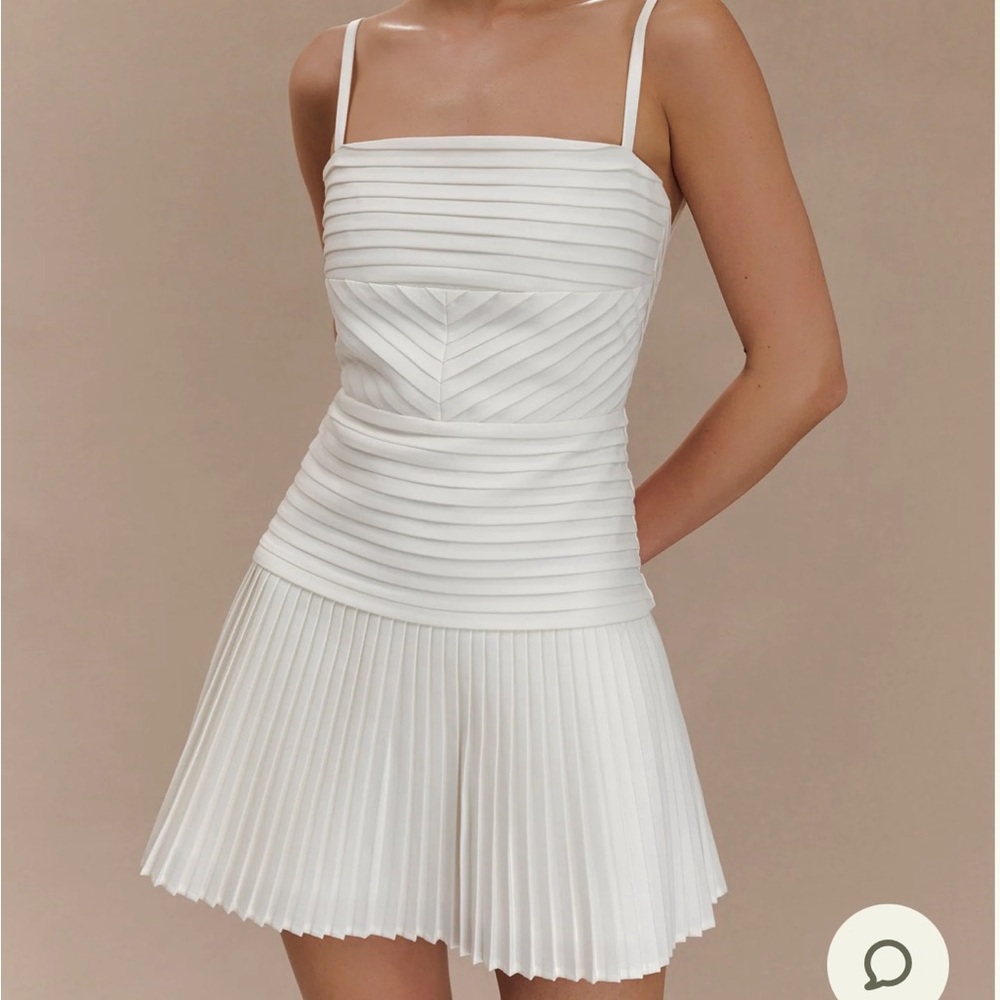 Meshki Rylee White Pleated Mini Dress